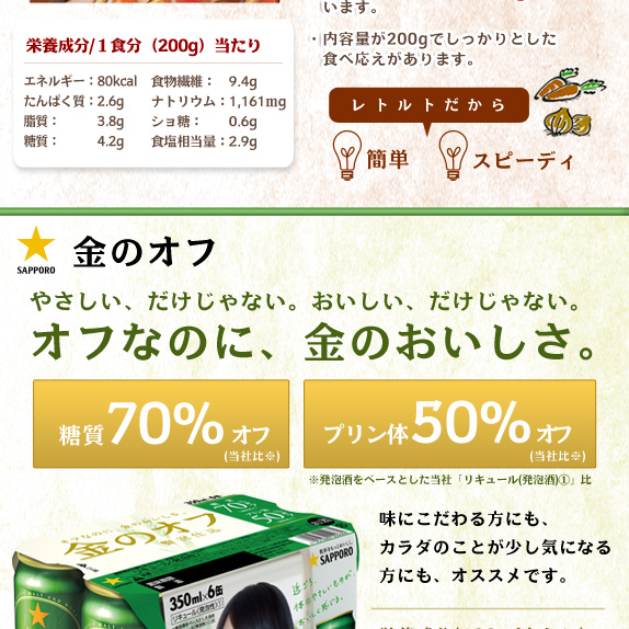 グリコ 「カロリーコントロールカレー」甘口×5個とサッポロ「金のオフ」350ml×6本のセット