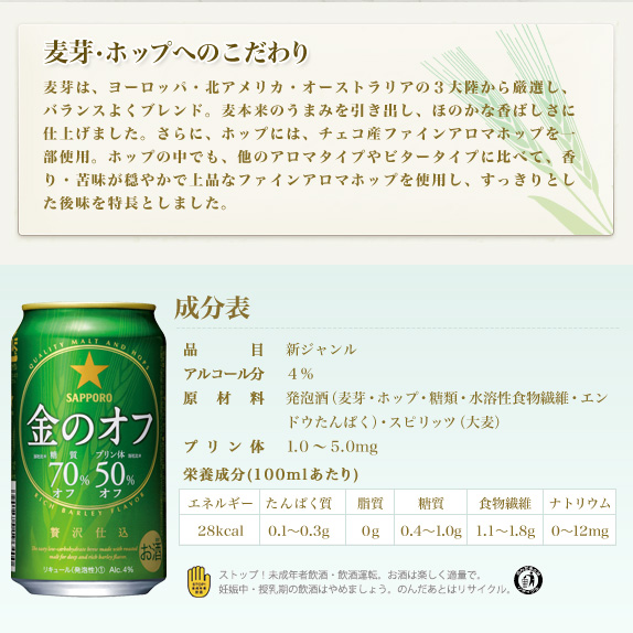 サッポロ 金のオフ」　12本セット